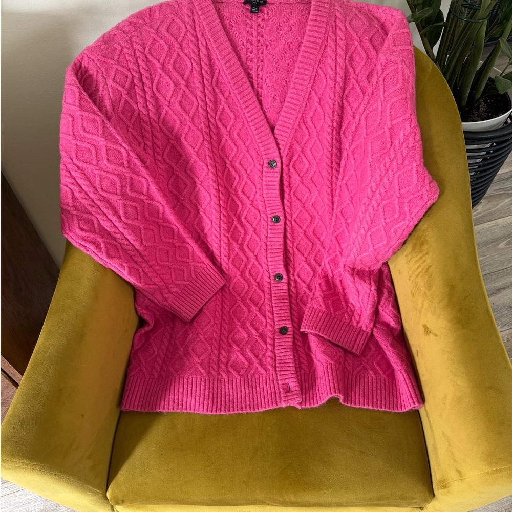 Talbots Bright Pink Cable Knit Cardigan